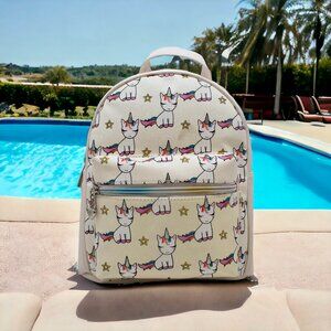 OMG Brand, Unicorn, Mini Backpack, Travel Bag, Overnight Bag, White